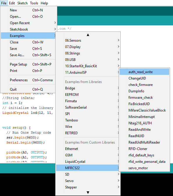 Arduino RC522 library